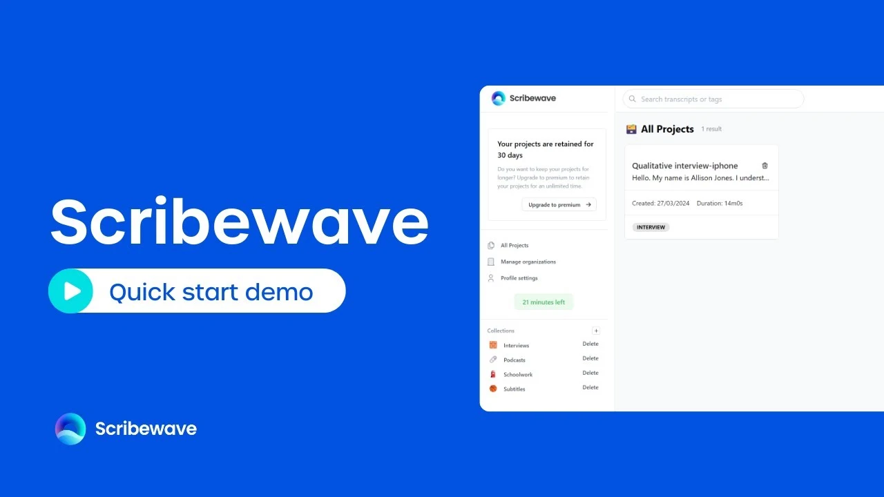 Watch how Scribewave transcribes your files